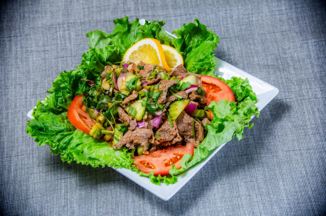 Spicy beef salad - Thai beef salad with fresh herbs and lime dressing